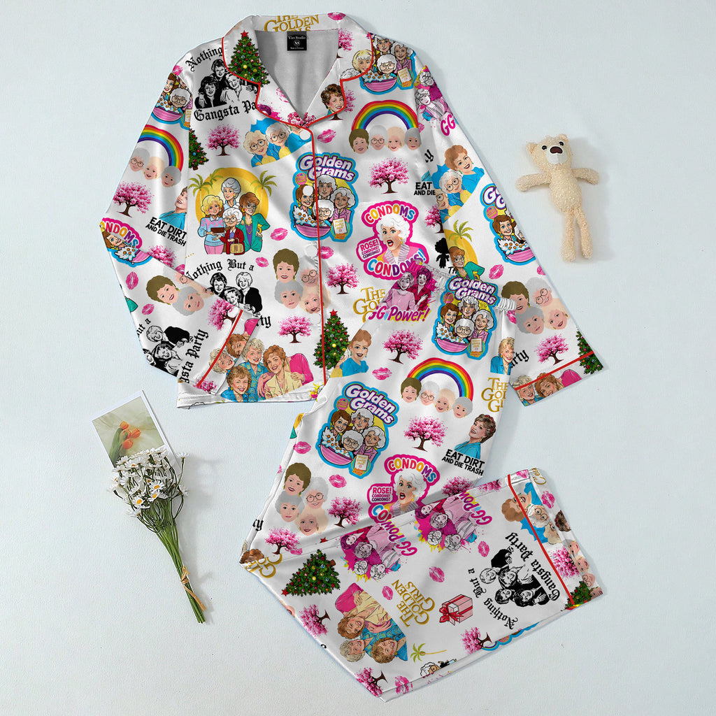 The Golden Girls Character Collage Print Long Sleeve Pajama Set