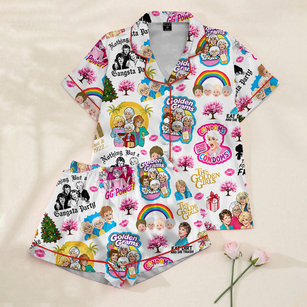 The Golden Girls Character Collage Print Short Sleeve Pajama Set