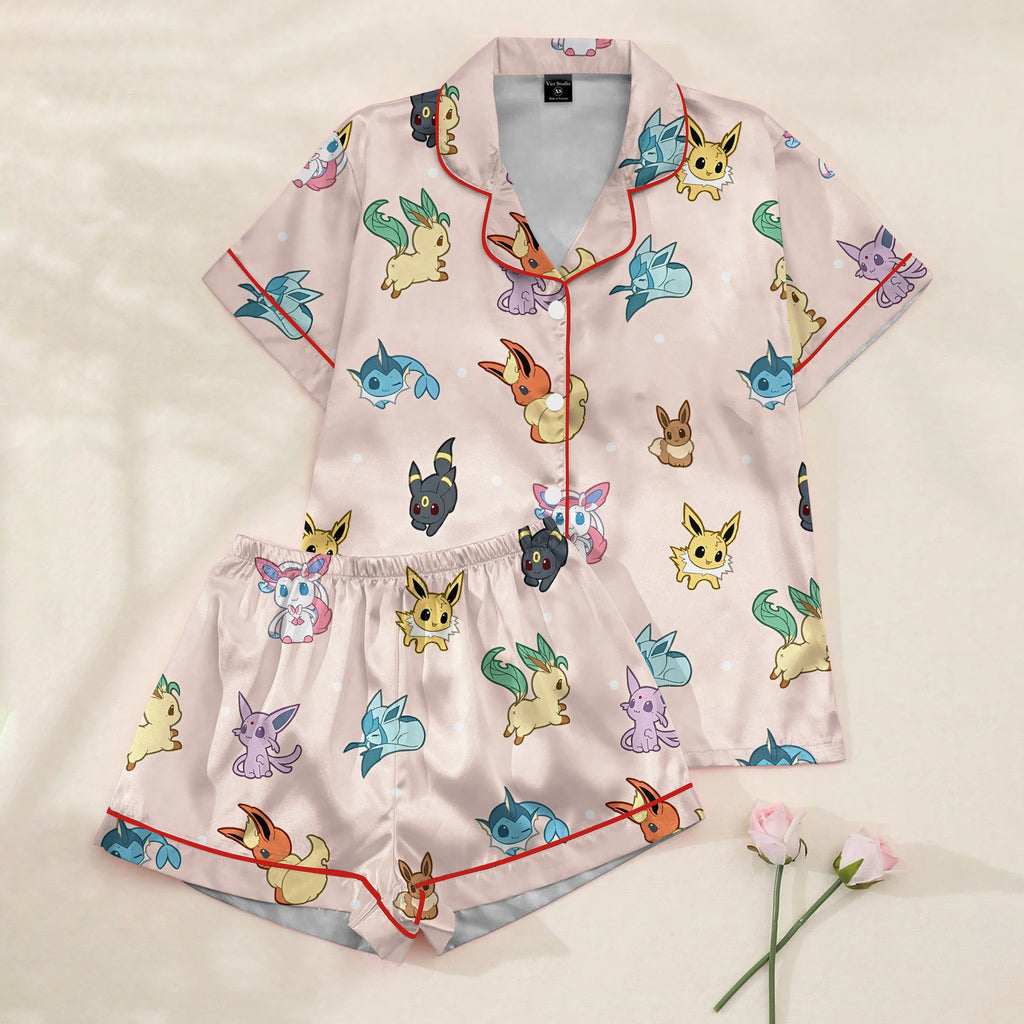 Pokémon Eevee and Evolutions Print Short Sleeve Pajama Set