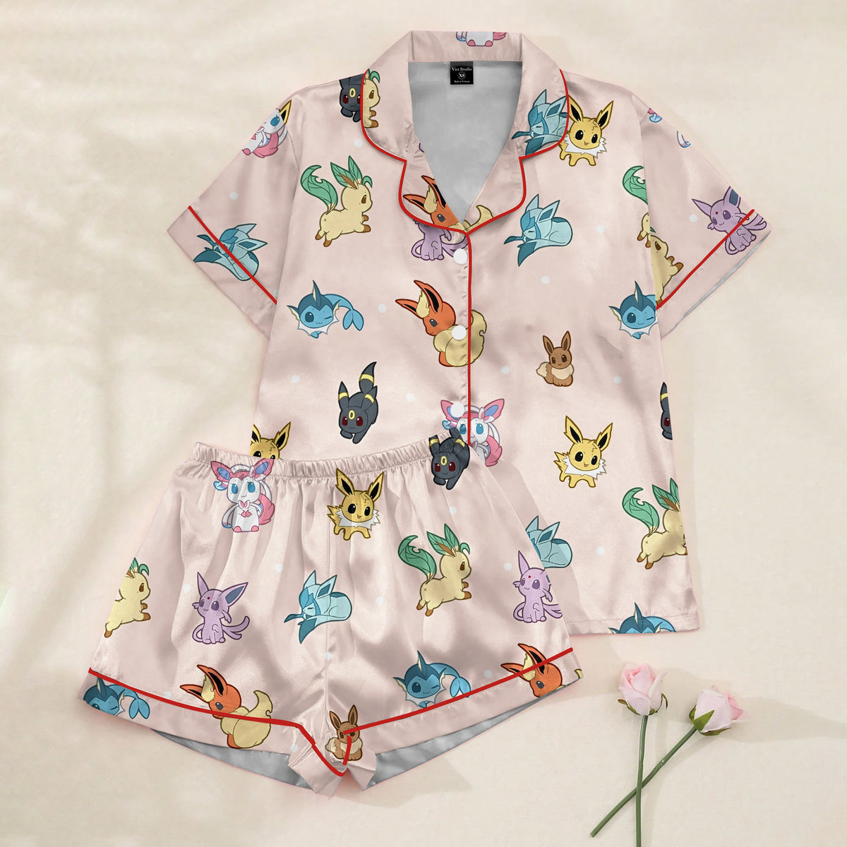 Pokémon Eevee and Evolutions Print Short Sleeve Pajama Set
