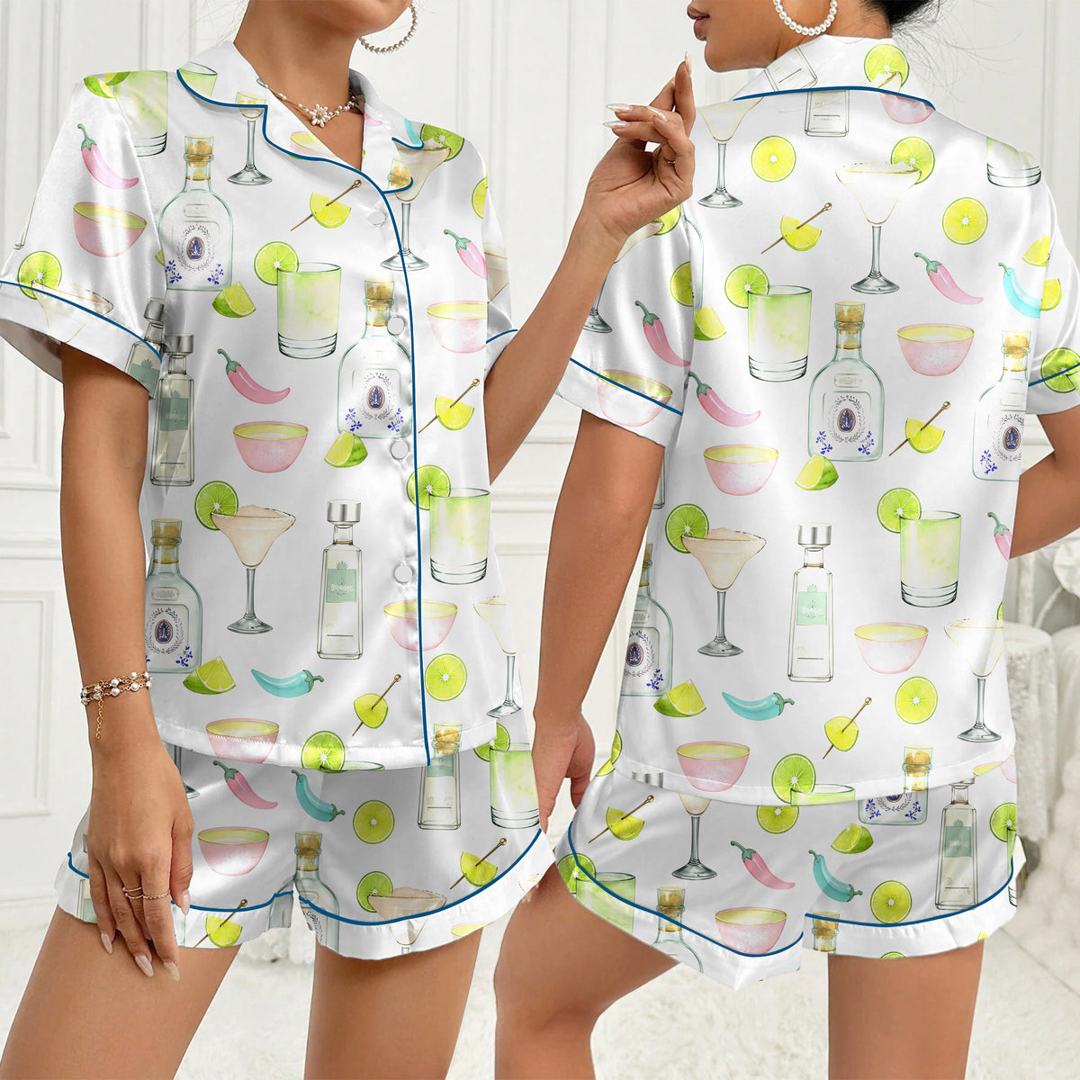 Margarita Lime and Chili Pepper Print Short Sleeve Pajama Set