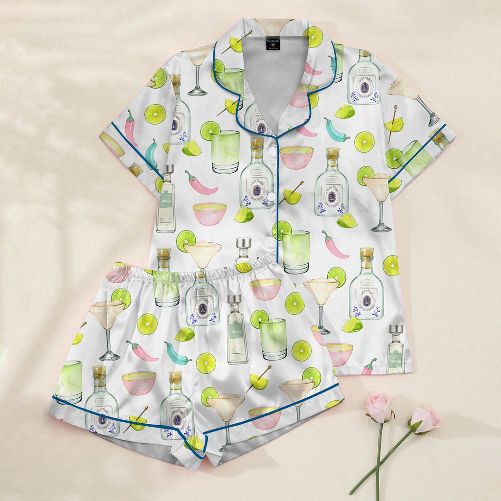 Margarita Lime and Chili Pepper Print Short Sleeve Pajama Set