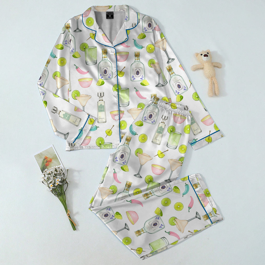 Margarita Lime and Chili Pepper Print Long Sleeve Pajama Set