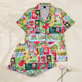 The Grinch Christmas Patchwork Print Short Sleeve Pajama Set