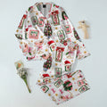 Christmas Mahjong Tiles and Trees Print Long Sleeve Pajama Set