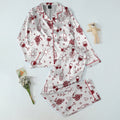 Wine Grapes and Hearts Doodle Print Long Sleeve Pajama Set