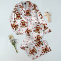 Christmas Highland Cow and Snowflake Print Long Sleeve Pajama Set