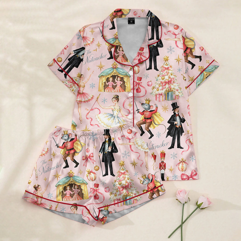 The Nutcracker Christmas Ballet Print Short Sleeve Pajama Set