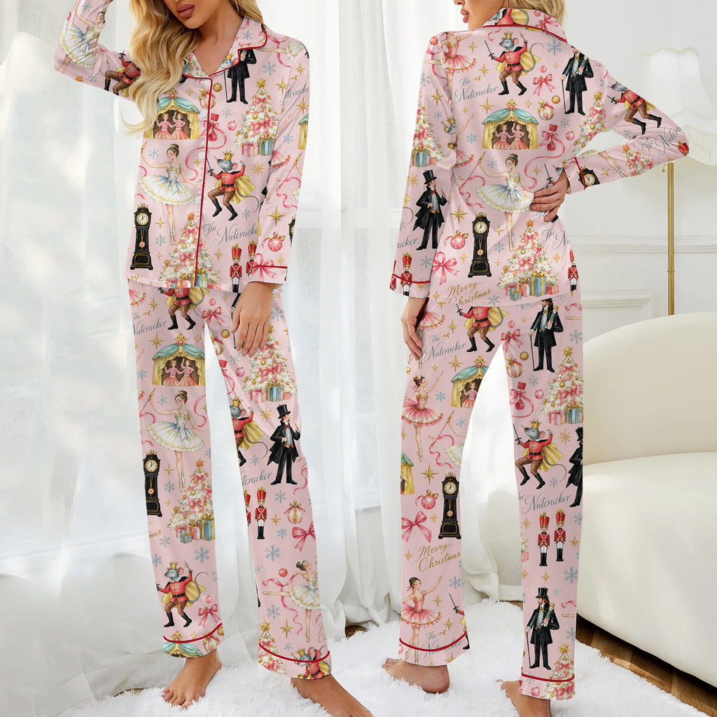 The Nutcracker Christmas Ballet Print Long Sleeve Pajama Set