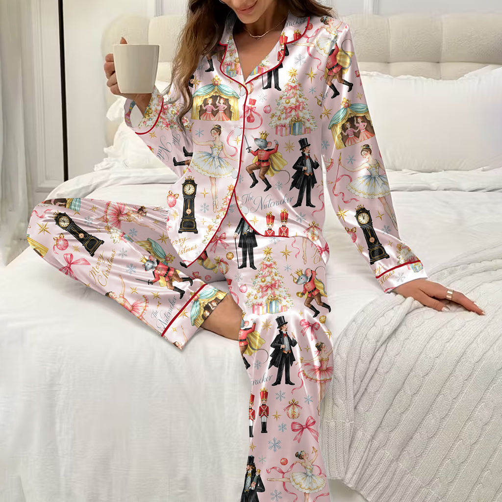 The Nutcracker Christmas Ballet Print Long Sleeve Pajama Set