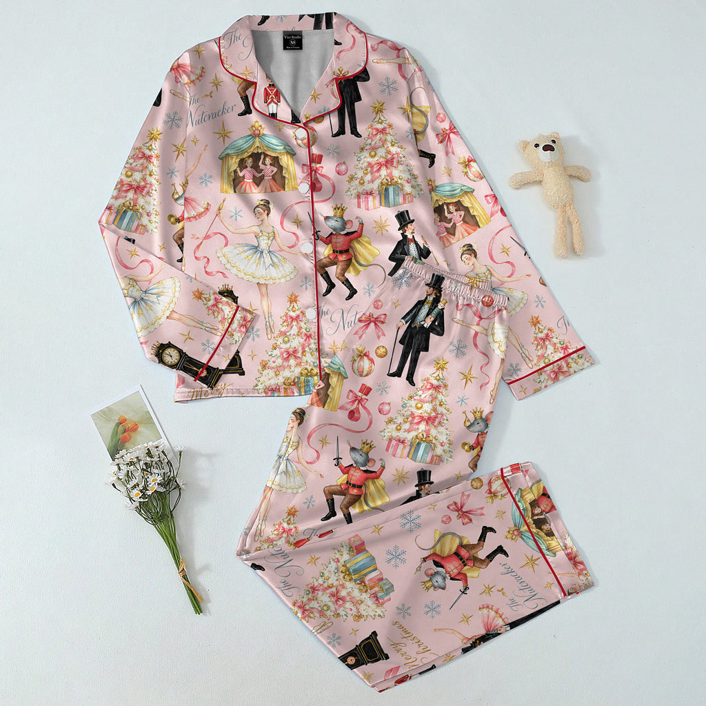 The Nutcracker Christmas Ballet Print Long Sleeve Pajama Set