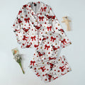 Christmas Santa Martini and Bow Print Long Sleeve Pajama Set