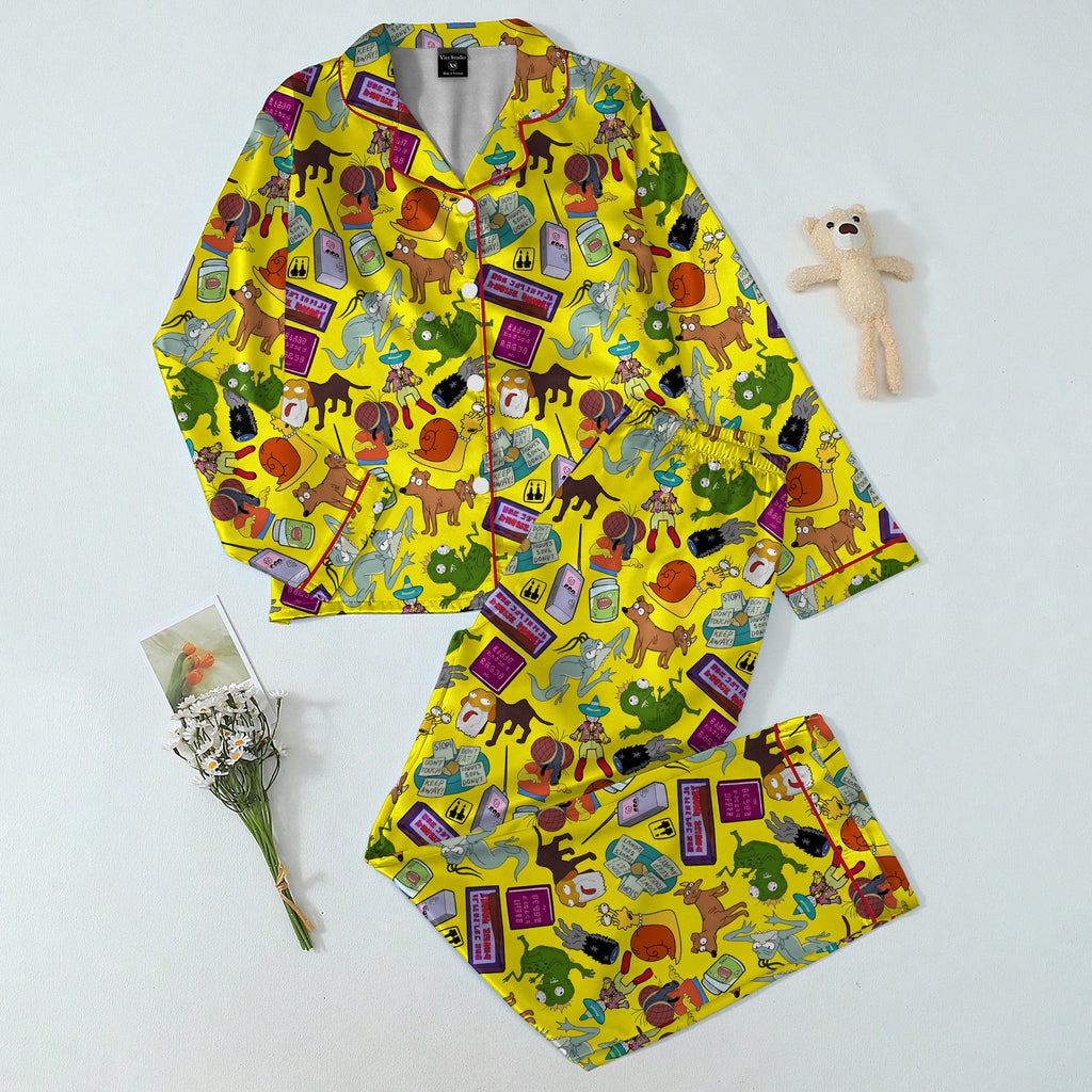 The Simpsons Treehouse of Horror Character Print Long Sleeve Pajama Set