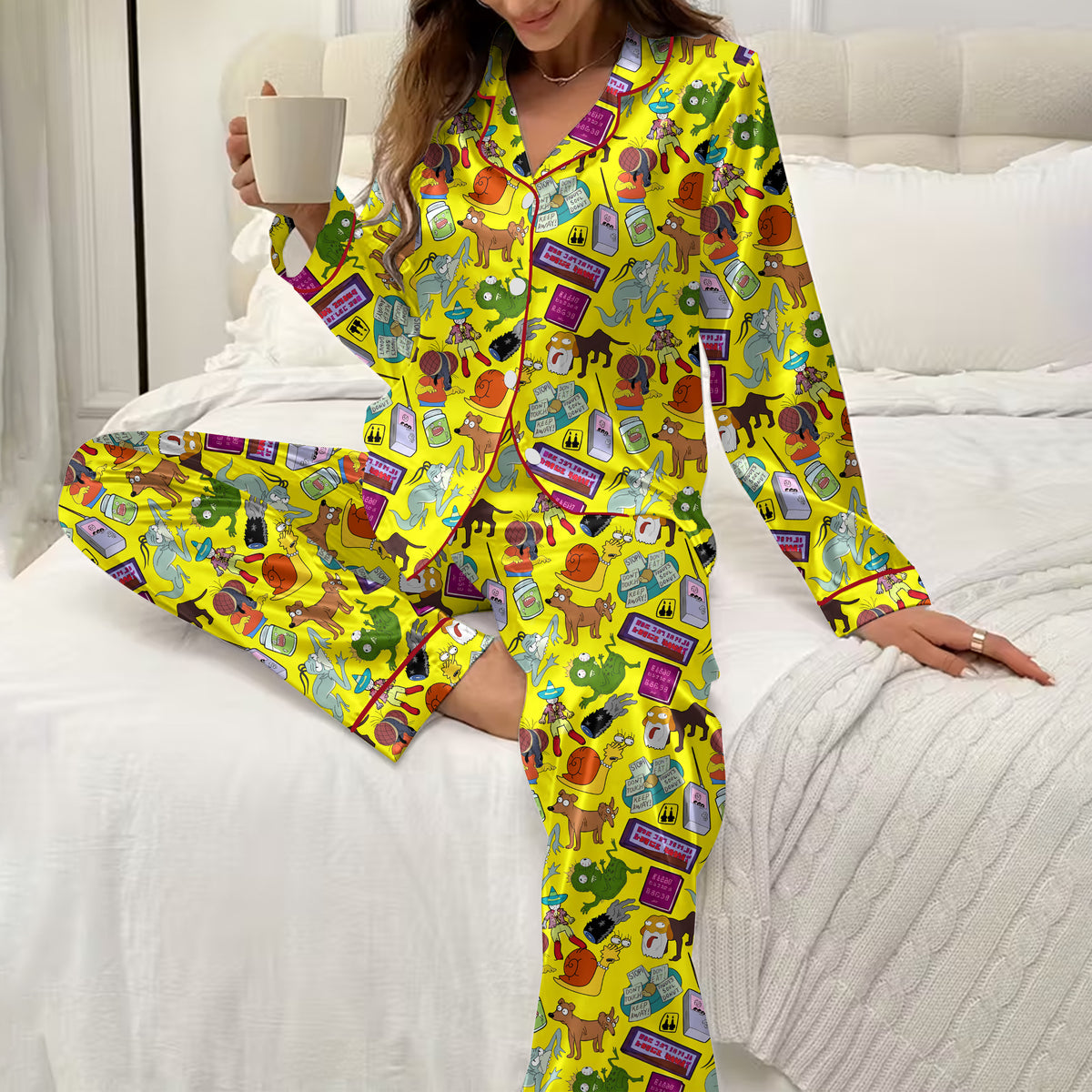 The Simpsons Treehouse of Horror Character Print Long Sleeve Pajama Set