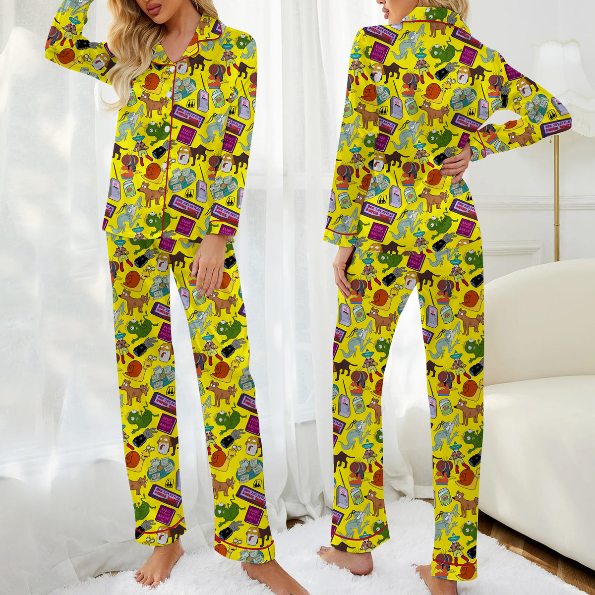 The Simpsons Treehouse of Horror Character Print Long Sleeve Pajama Set