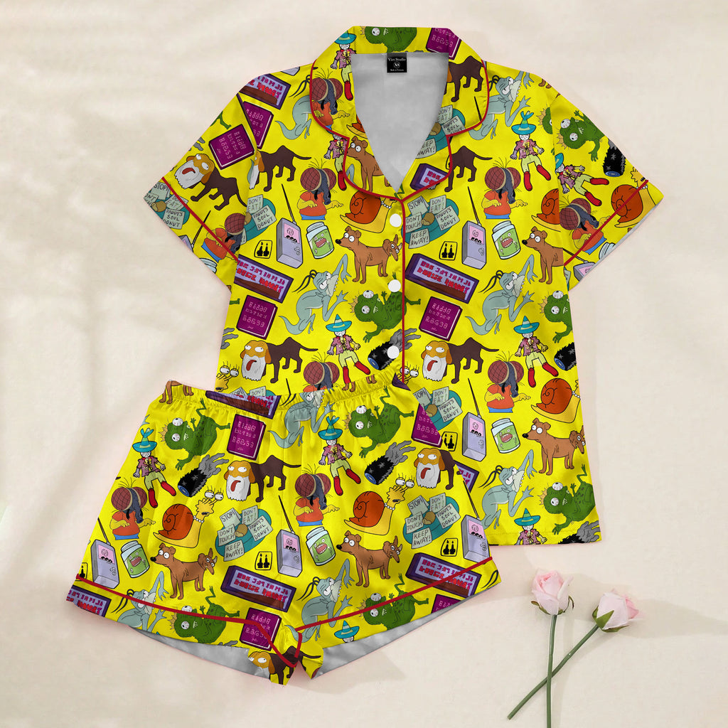 The Simpsons Treehouse of Horror Character Print Short Sleeve Pajama Set