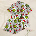 The Grinch Christmas Character Collage Print Short Sleeve Pajama Set