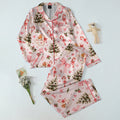 Christmas Tree Hot Cocoa and Bow Print Long Sleeve Pajama Set