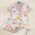 Cute Dumpling Bow and Heart Print Short Sleeve Pajama Set