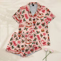 Christmas Nutcracker and Rocking Horse Print Short Sleeve Pajama Set