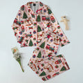 Christmas Toy Train Rocking Horse and Nesting Doll Print Long Sleeve Pajama Set