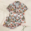 Christmas Village and Rocking Horse Print Short Sleeve Pajama Set