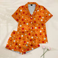 Coraline Button and Polka Dot Print Short Sleeve Pajama Set