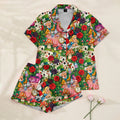 Alice in Wonderland Tea Party and Rose Print Short Sleeve Pajama Set