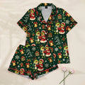 Christmas Caroling Frogs and Bells Print Short Sleeve Pajama Set