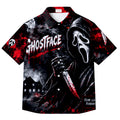 Men’s Ghostface Horror Splatter Print Short Sleeve Button-Up Shirt