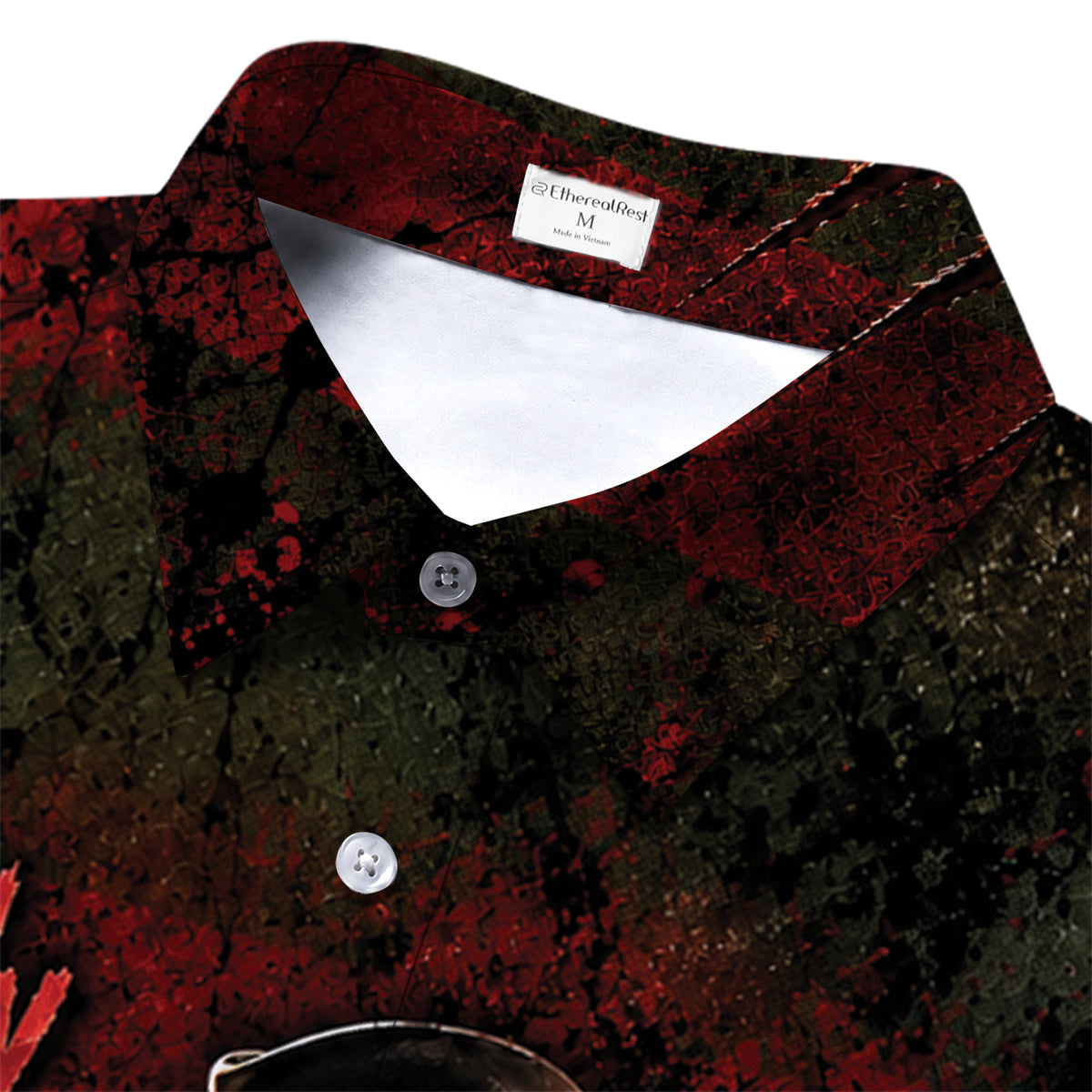 Black Freddy Krueger Horror Short Sleeve Button-Up Shirt