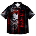 Black Pennywise Horror Short Sleeve Button-Up Shirt