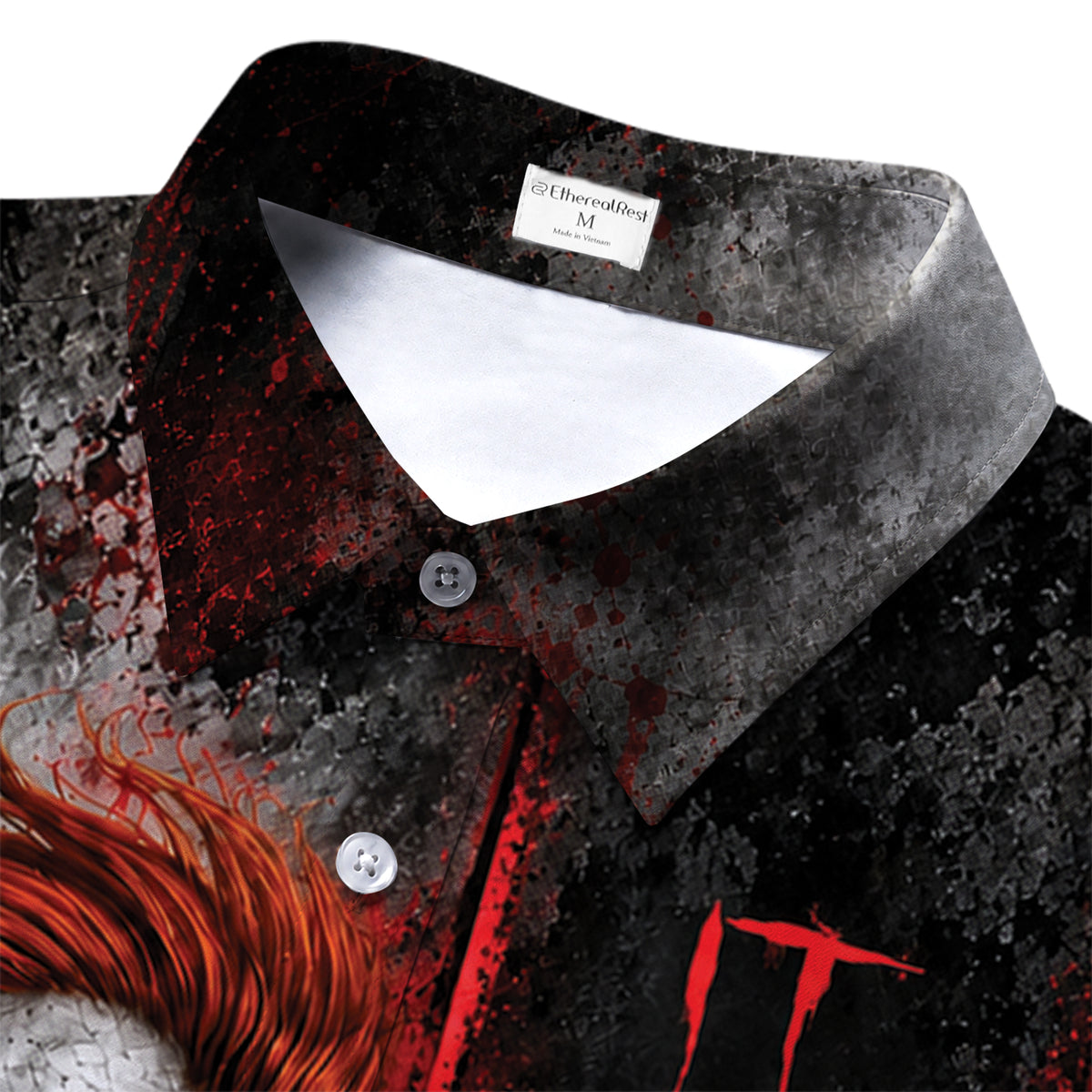Black Pennywise Horror Short Sleeve Button-Up Shirt