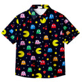 Black Pac-Man Arcade Game Short Sleeve Button-Up Shirt