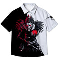 Black White Death Note Ryuk Apple Short Sleeve Button-Up Shirt