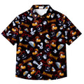 Black Rayman Character Pattern Short Sleeve Button-Up Shirt