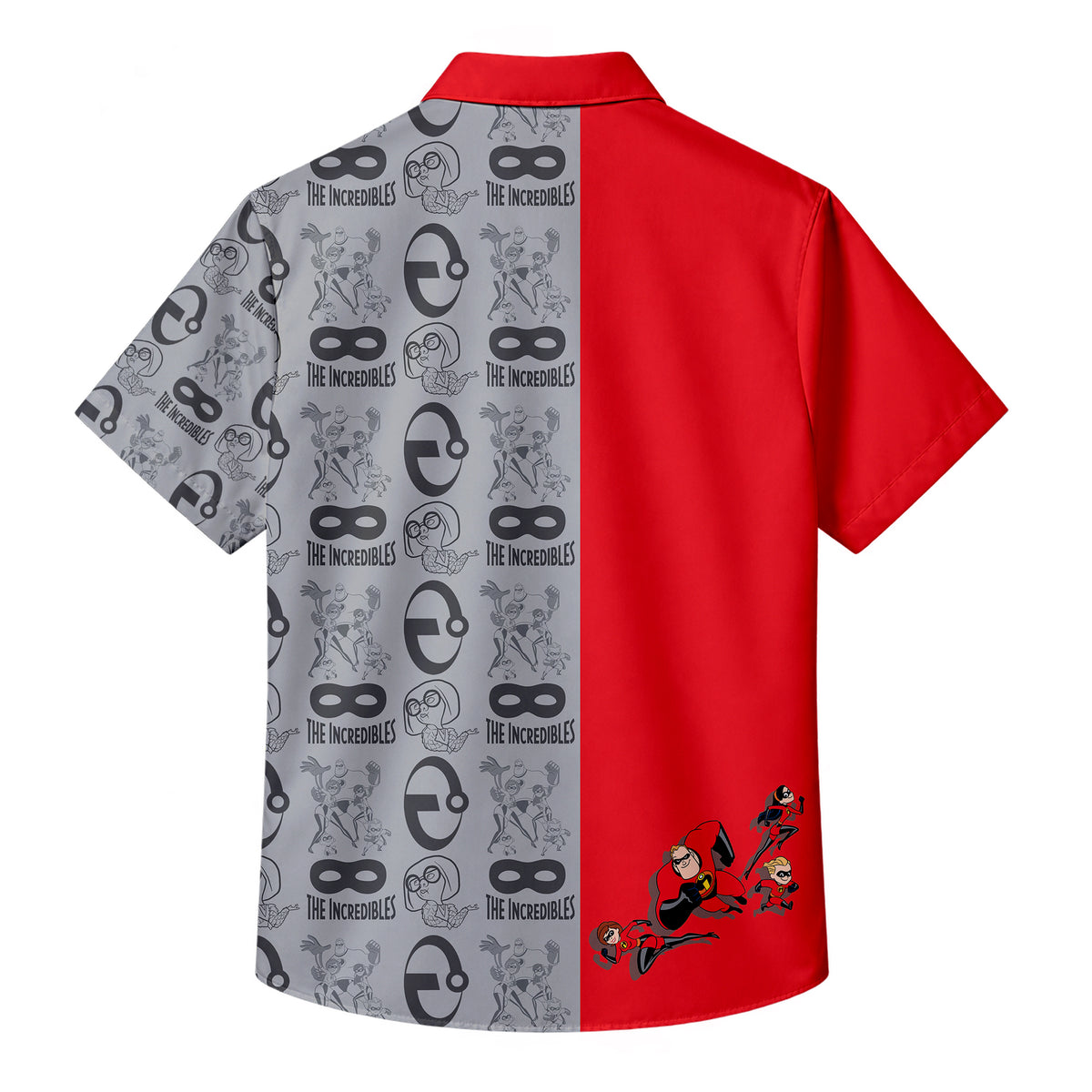 Red The Incredibles Family Short Sleeve Button-Up Shirt
