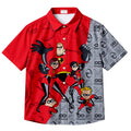Red The Incredibles Family Short Sleeve Button-Up Shirt