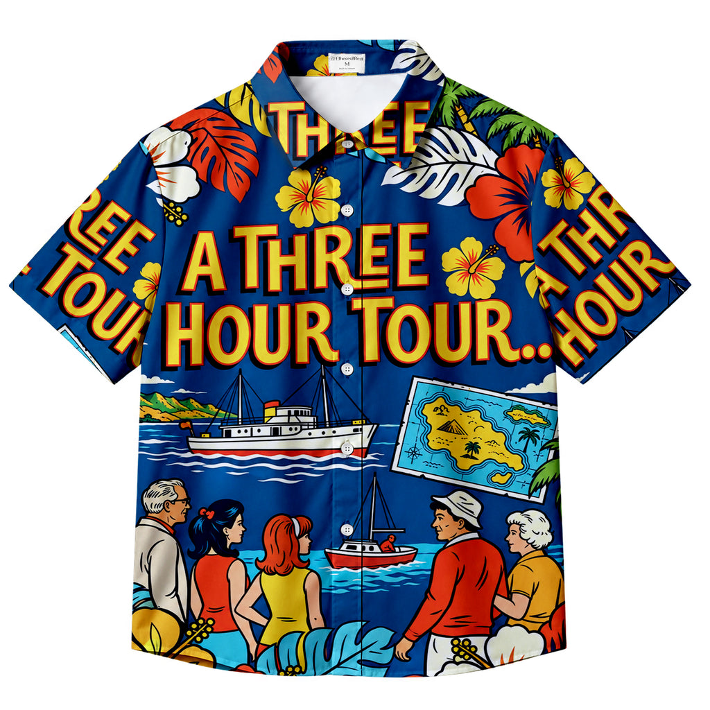 Blue Gilligan’s Island Three Hour Tour Short Sleeve Button-Up Shirt