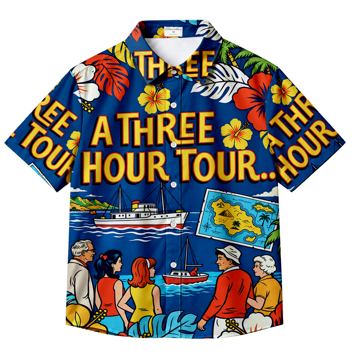 Blue Gilligan’s Island Three Hour Tour Short Sleeve Button-Up Shirt