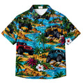 Tropical Jeep Off-Road Beach Palm Tree Short Sleeve Button-Up Shirt