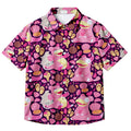 Pink Slowpoke Slowbro Beach Pattern Short Sleeve Button-Up Shirt