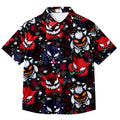 Black Venom Carnage Symbiote Pattern Short Sleeve Button-Up Shirt