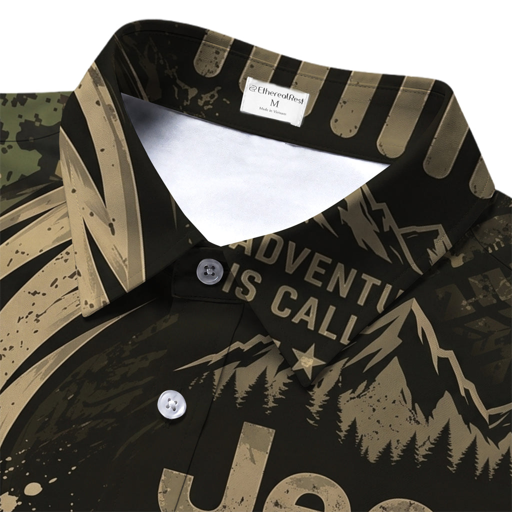 Black Jeep Off-Road Adventure Camo Short Sleeve Button-Up Shirt