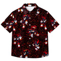 Black Red Shadow the Hedgehog Character Pattern Short Sleeve Button-Up Shirt