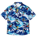 Mickey Mouse Surfing Tropical Wave Short Sleeve Button-Up Shirt