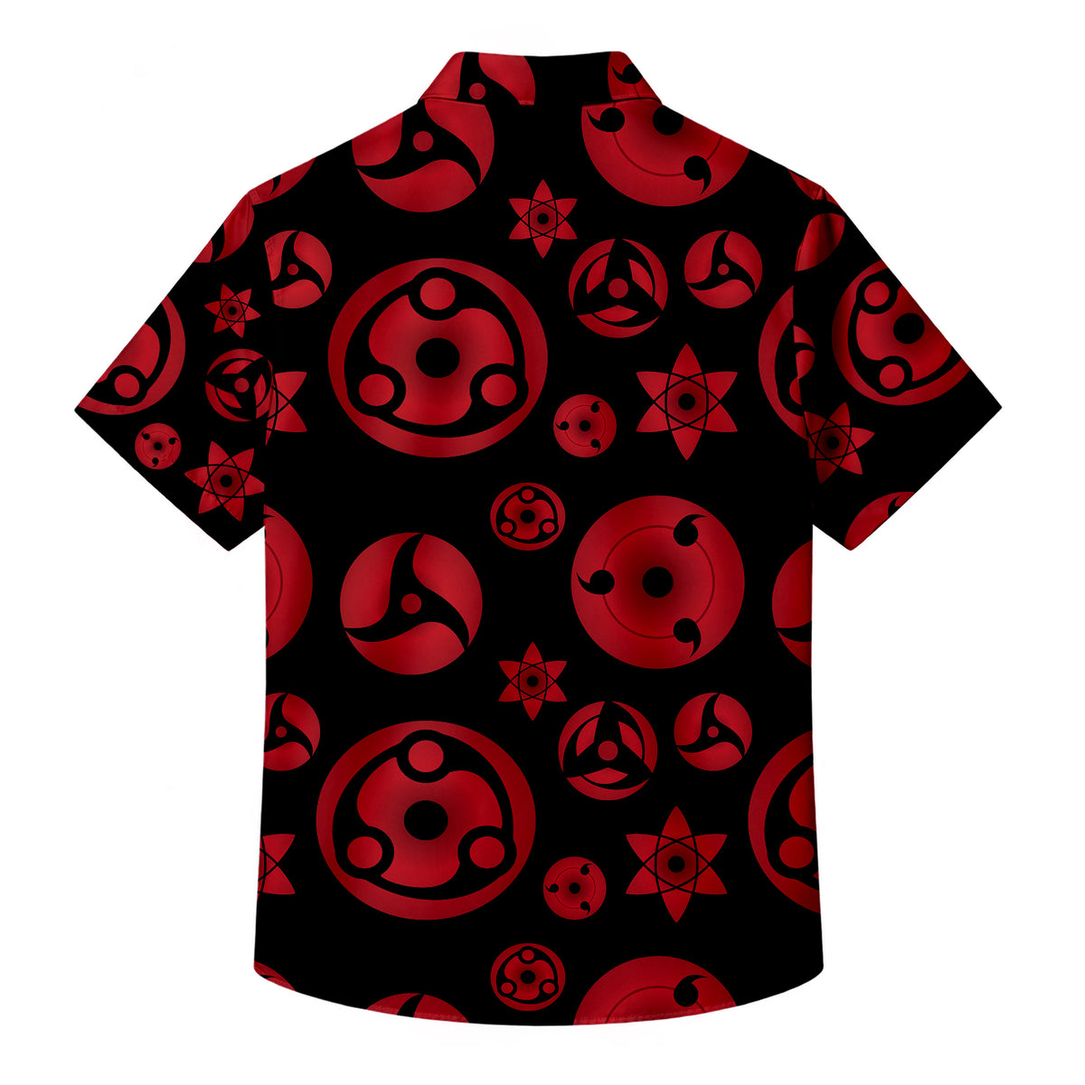 Naruto Sharingan Symbol Pattern Short Sleeve Button-Up Shirt