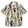 Archer Characters and Hibiscus Print Short Sleeve Button-Up Shirt