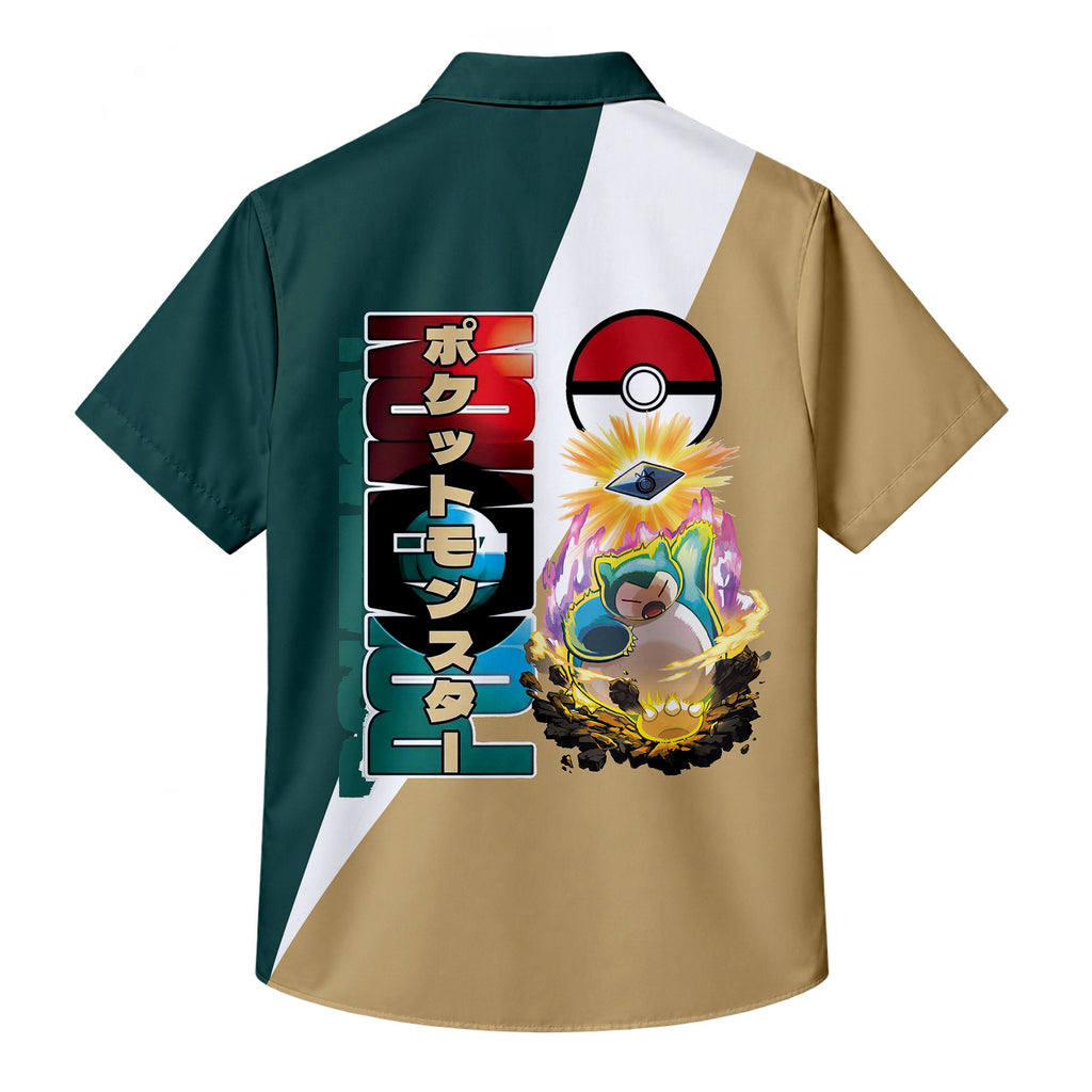 Pokémon Snorlax Graphic Short Sleeve Button-Up Shirt