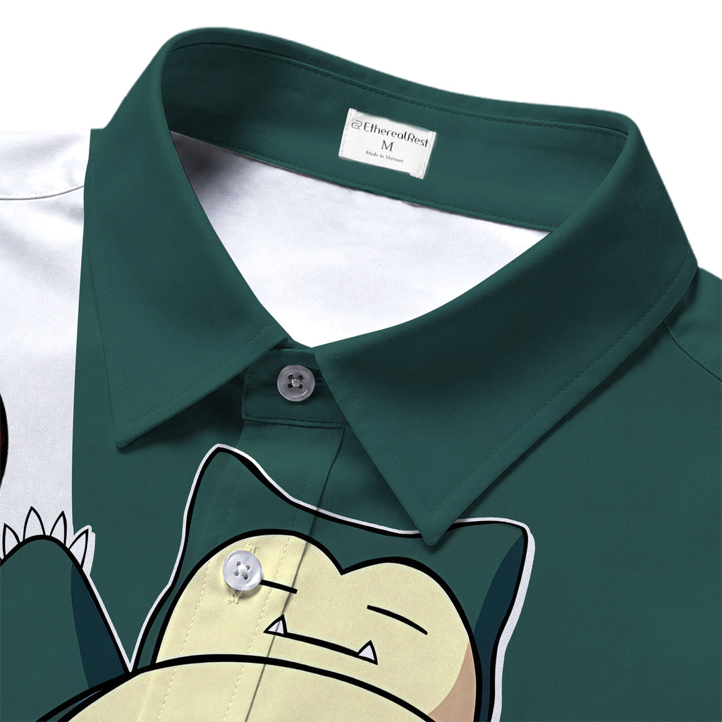 Pokémon Snorlax Graphic Short Sleeve Button-Up Shirt